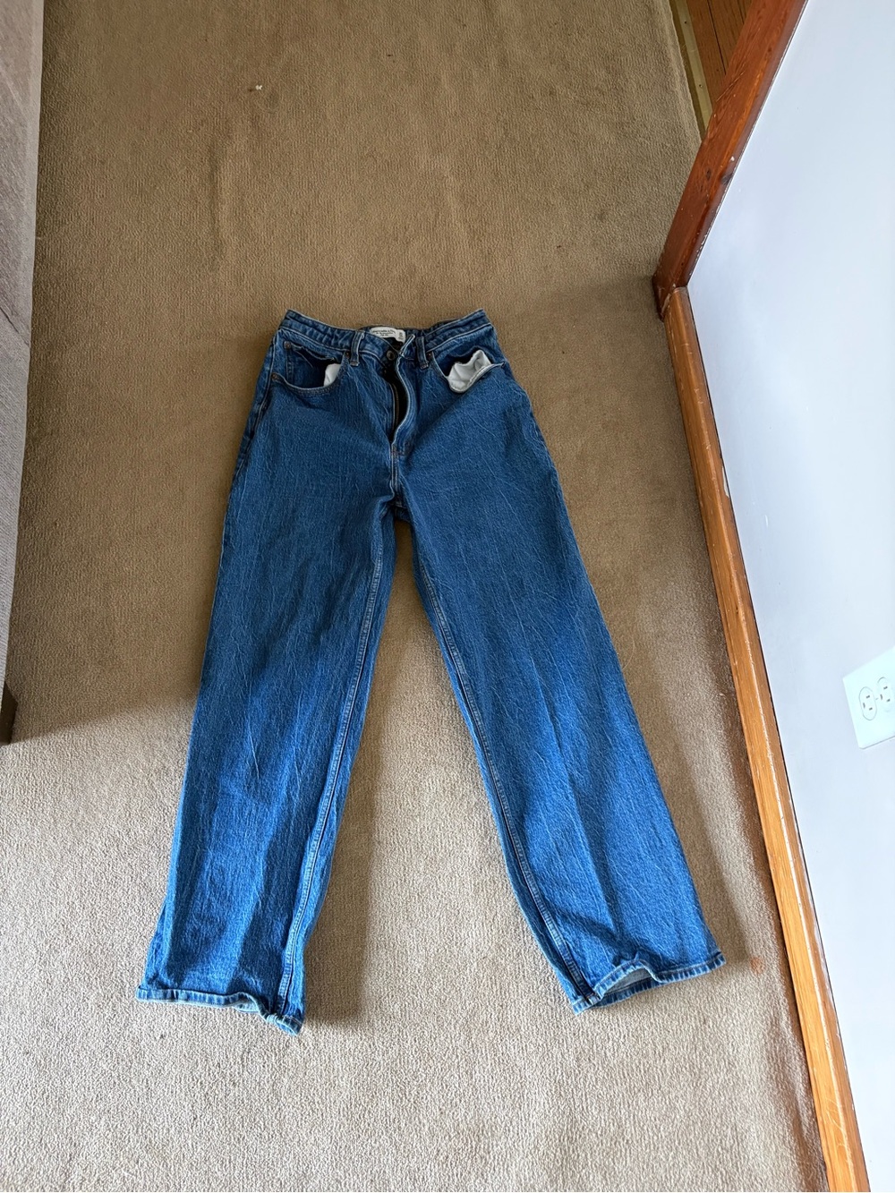 Abercrombie & Fitch Curve Love Distressed Light Blue High-Rise Jeans